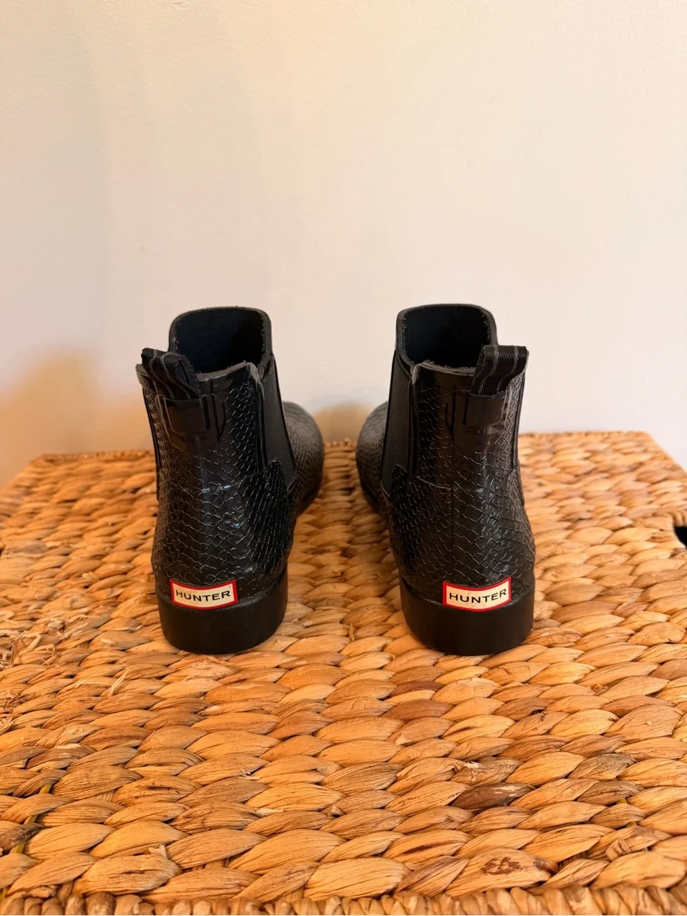 Hunter Black Textured Rain Boots